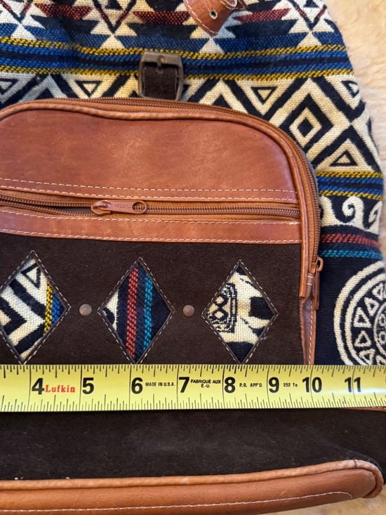 Peru Backpack Alpaca Figures Brown Suede Leather main image 6